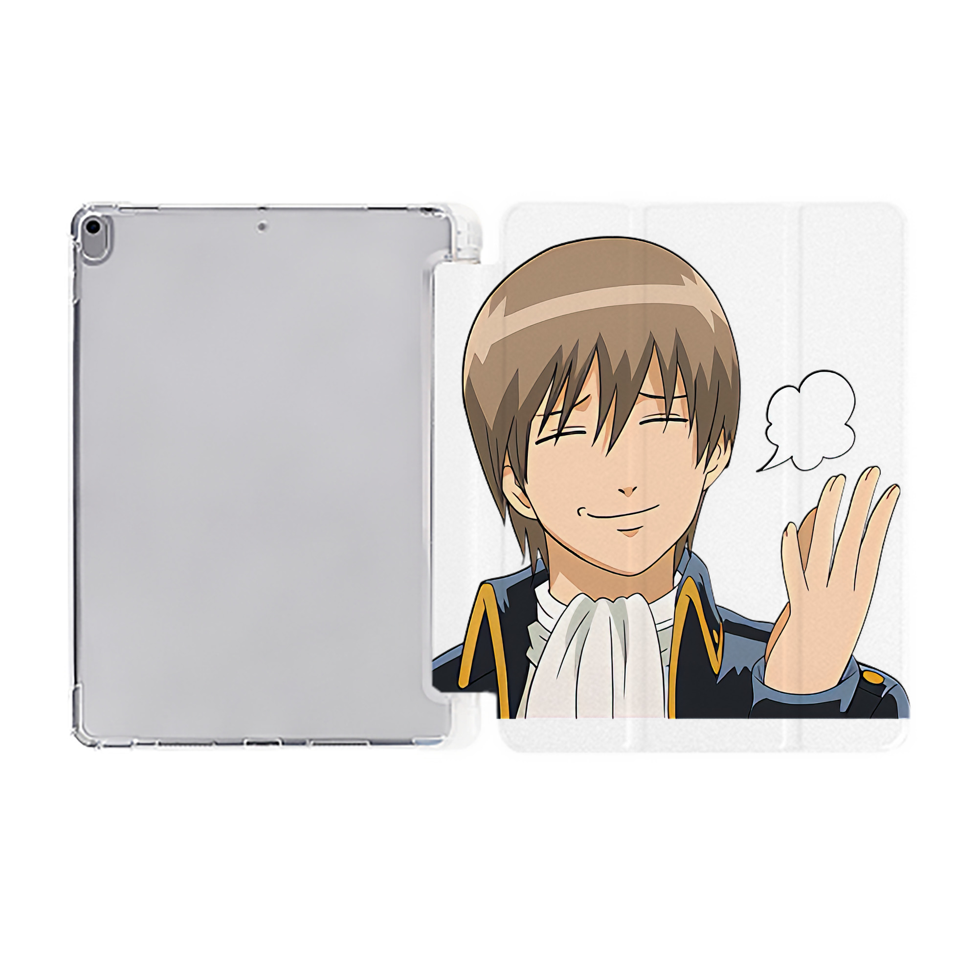 ぎんたま 坂田銀時（さかたぎんとき） 神楽 志村新八（しむら しんぱち） GINTAMA Sakata Gintoki Kagura Shimura Shinpachi IPad ケース ペン収納付き 三つ折りスタンド PUレザー×シリコン 対応機種9.5/10.5/10.9インチ